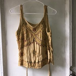 Yellow Embroidered Tank